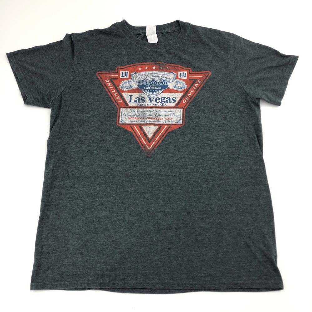 Gildan XXL Gray Las Vegas King Of Nevada World's Budweiser Graphic Tee Shirt